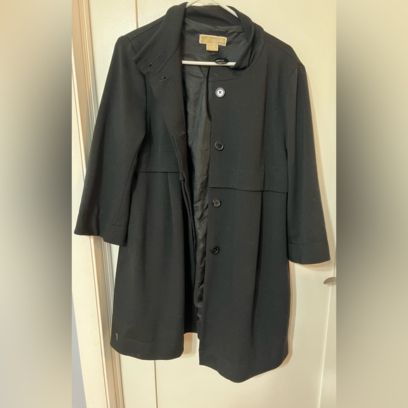 Vtg Black Womens long coat L buttons Michael Kors winter jacket Goth Romantic - Picture 6 of 16